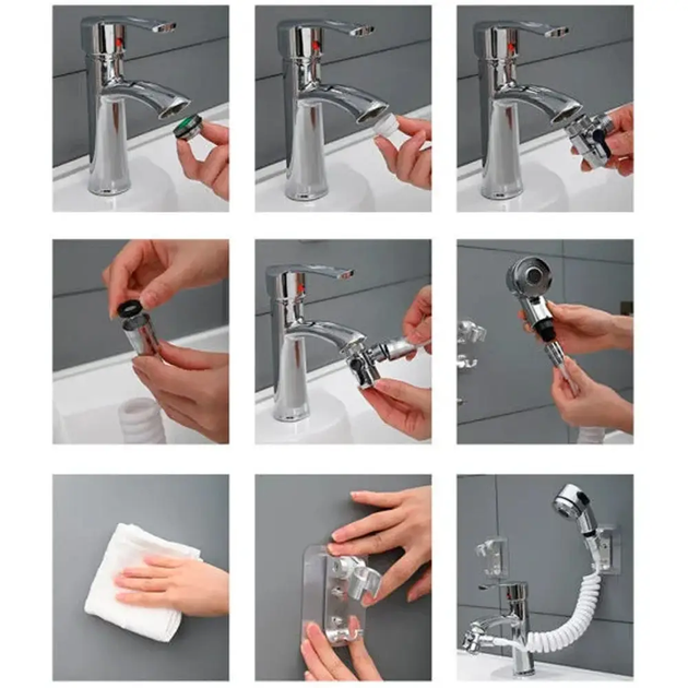 Душевая насадка на кран Mix Shower Mini Комплект с гибким шлангом и адаптером аэратором - изображение 9