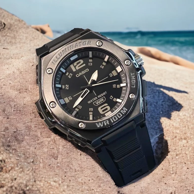 Наручные мужские часы Casio черные классические водонепроницаемые