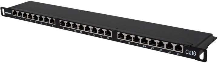 Патч-панель Intellinet 19" 0.5U Cat6 24xRJ45 для серверної шафи/стійки (I-PP 24-RS-C6BH) - зображення 1