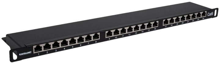 Патч-панель Intellinet 19" 0.5U Cat6 24xRJ45 для серверної шафи/стійки (I-PP 24-RS-C6BH) - зображення 2