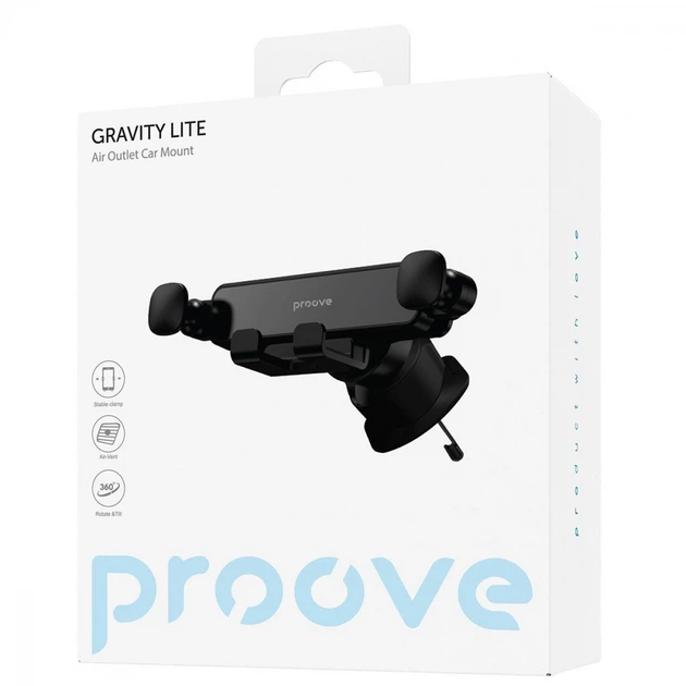 Автомобильный держатель Proove Gravity Lite Air Outlet Car Mount black - Фото 2 Автомобильный держатель Proove Gravity Lite Air Outlet Car Mount black - изображение 2