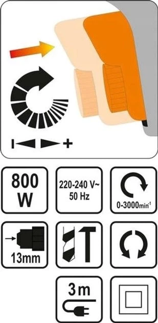 Wiertarka udarowa STHOR 800 W (78997) - obraz 3