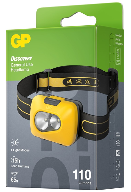 Налобний ліхтар GP Discovery CH42 Жовтий (4891199210990) - зображення 1