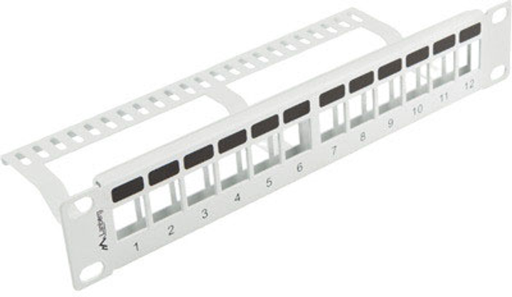 Патч-панель пустий Lanberg 10" 1U 12xRJ45 для серверної шафи/стійки (PPKS-9112-S) - зображення 3
