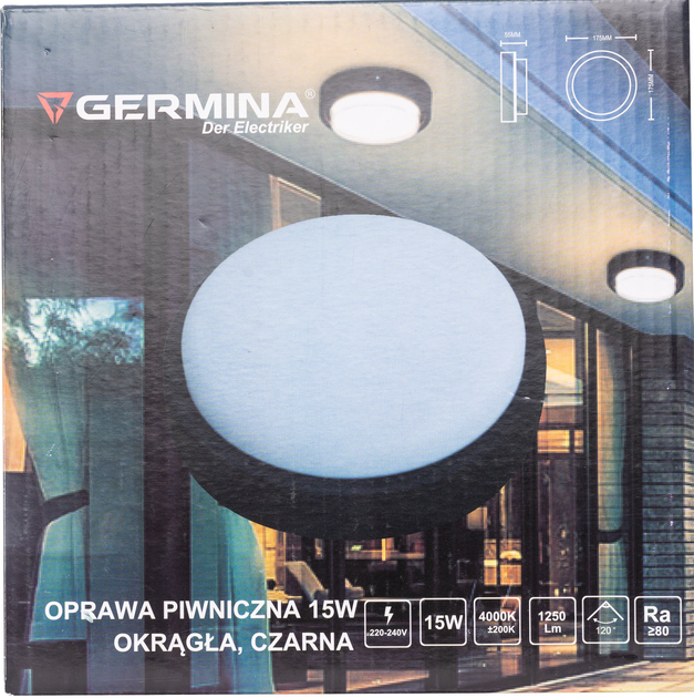 Oprawa piwniczna Germina 15W 4000K IP54 czarna (GW-0050) - obraz 5