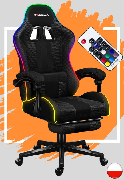 Игровое Кресло с RGB Подсветкой Тканевое Компьютерное Геймерское Huzaro ...
