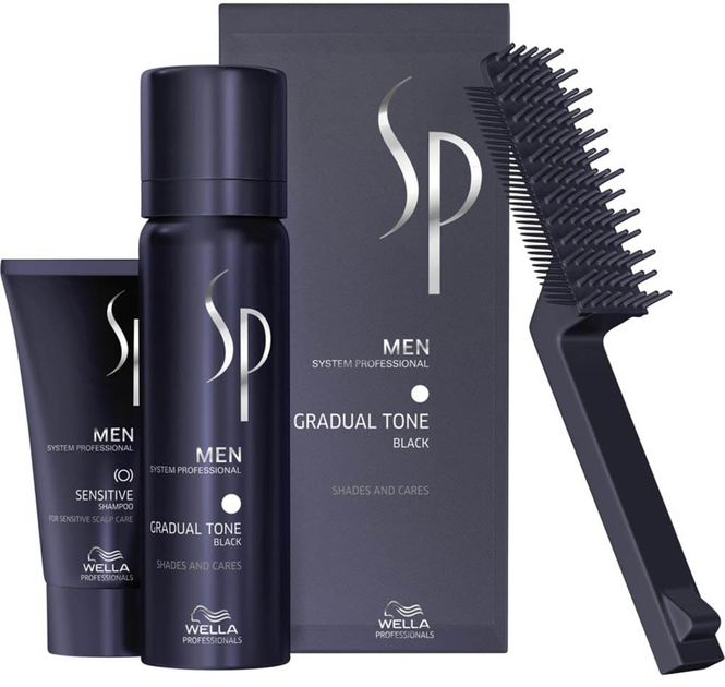 Набір Wella Professionals Men Gradual Tone Black піна для поступового усунення пігментації сивини 60 мл + м'який шампунь 30 мл + щіточка (8005610580685) - зображення 1