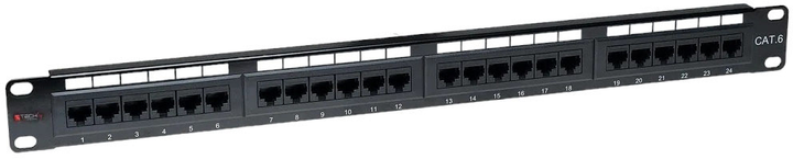 Panel krosowy Techly 19" Cat6 24xRJ45 do szafy/racka serwerowego (8054529022892) - obraz 1