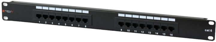 Патч-панель Techly 19" Cat.6 16xRJ45 для серверної шафи/стійки (8054529022885) - зображення 1