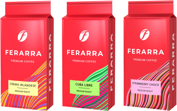 Акція на Набір кави Ferarra Crema Irlandese 250 г + Cuba Libre 250 г + Strawberry Choco 250 г від Rozetka