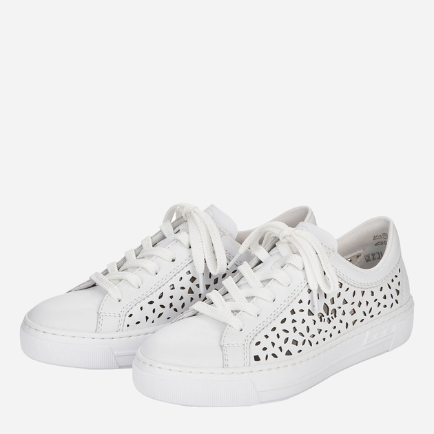 Sneakersy damskie ze skóry naturalnej RIEKER L8831-80 36 23.7 cm Białe (4060596275028) - obraz 3
