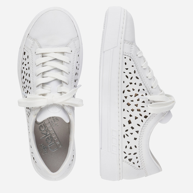 Sneakersy damskie ze skóry naturalnej RIEKER L8831-80 36 23.7 cm Białe (4060596275028) - obraz 7