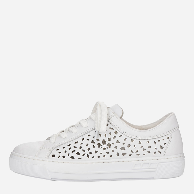 Sneakersy damskie ze skóry naturalnej RIEKER L8831-80 39 25.5 cm Białe (4060596275059) - obraz 4