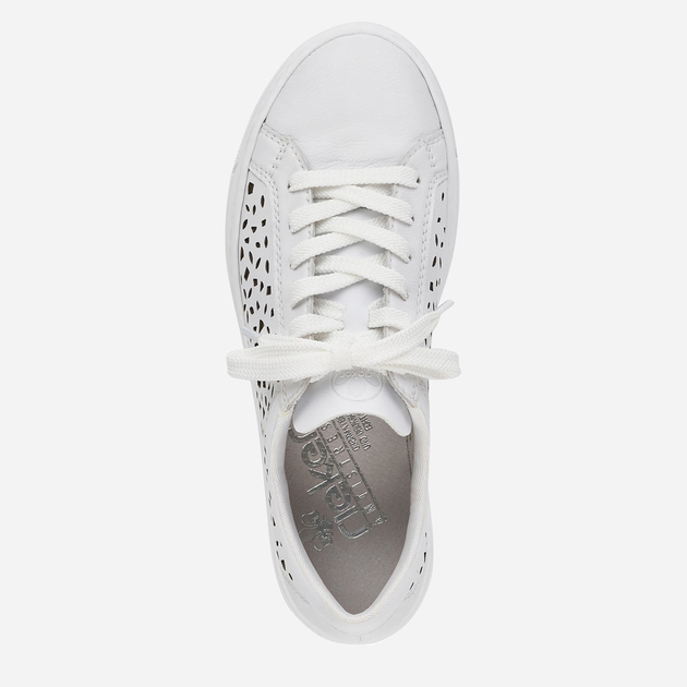Sneakersy damskie ze skóry naturalnej RIEKER L8831-80 39 25.5 cm Białe (4060596275059) - obraz 8
