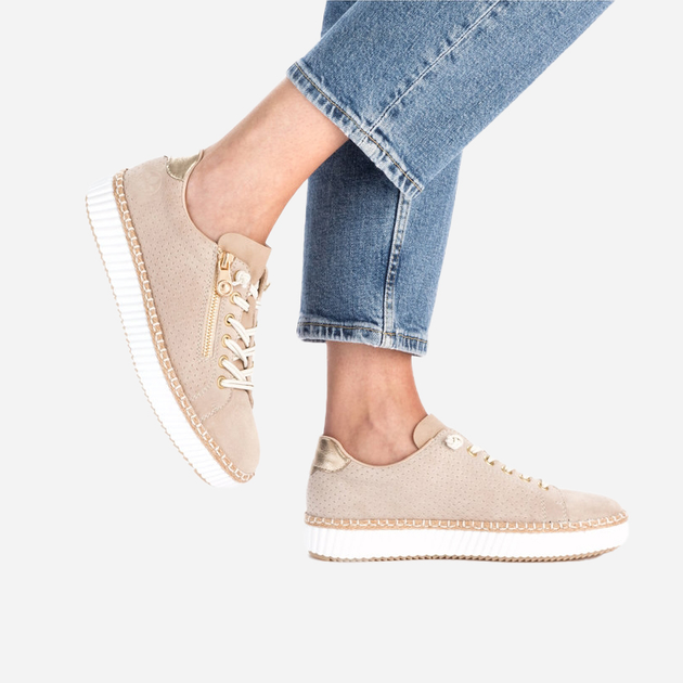 Sneakersy damskie RIEKER M2940-60 40 26.1 cm Beżowe (4061811392001) - obraz 3