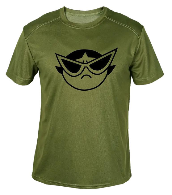 Футболка потоотводящая военная ВСУ с принтом "Злая девочка в очках" в оливе M - изображение 1