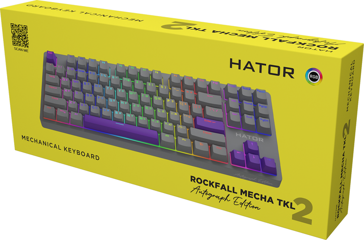 Клавіатура дротова HATOR Rockfall 2 Autograph Edition Mecha TKL Aurum Choco USB Titanium (HTK-526) - зображення 7