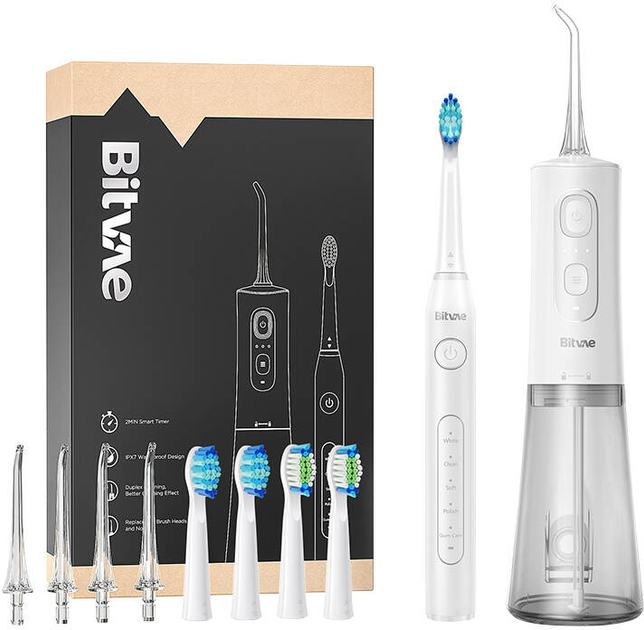 Набір електрична зубна щітка Bitvae D2 + Іригатор С2 White - зображення 1