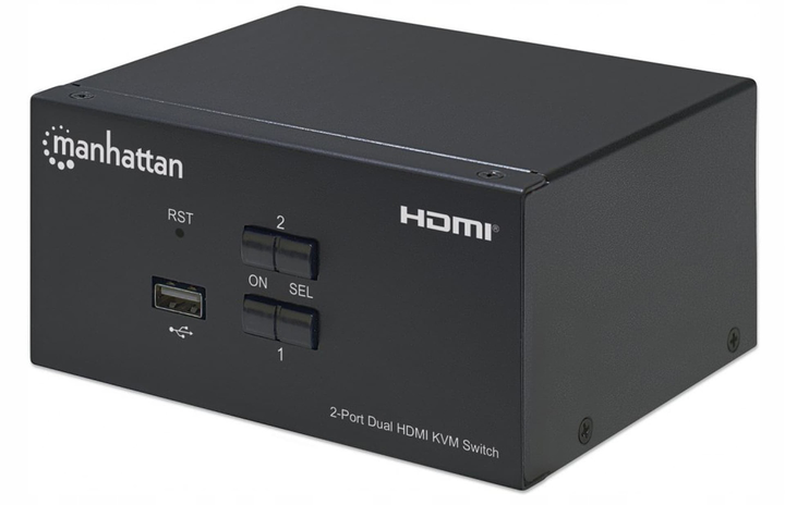 KVM-перемикач Manhattan 2-портовий Dual-Monitor HDMI (153522) - зображення 1