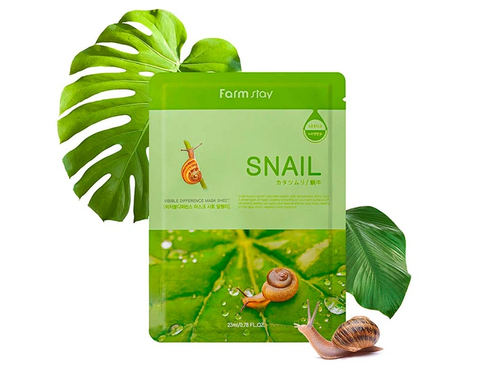 Восстанавливающая тканевая маска для лица с экстрактом улитки FarmStay Visible Difference Mask Sheet Snail (8809809804091) - изображение 2