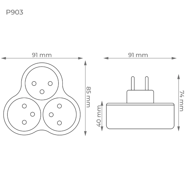 Розгалужувач електричний DPM 3 розетки з заземленням P903W білий (5906881219393) - зображення 6