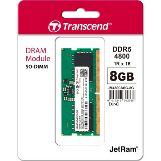 Модуль памяти для ноутбука SoDIMM ddr5 8gb 4800 MHz JetRam Transcend ...