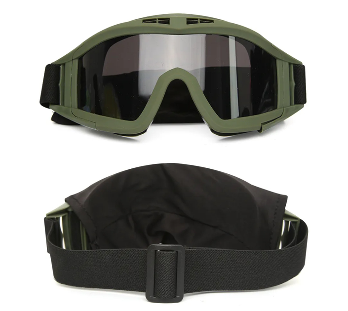 Захисні окуляри для страйкболу від вітру та пилу з 3-ма лінзами Green - зображення 2