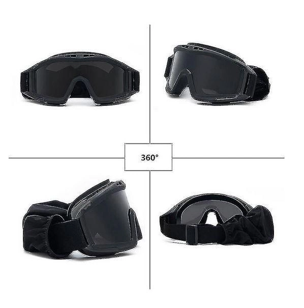 Защитные очки для страйкбола от ветра и пыли с 3 линзами Black - изображение 2