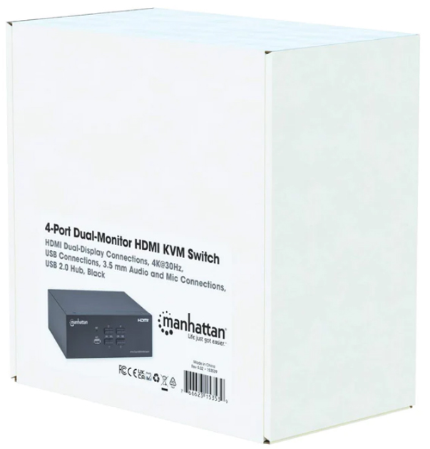 Przełącznik KVM Manhattan 4-portowy Dual-Monitor HDMI (153539) - obraz 4