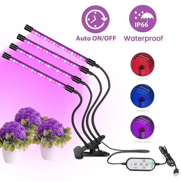 Фитолампа Led Plant Grow Leight USB Четверная гибкая ножка - изображение 3