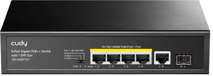 PoE-коммутатор Cudy GS1005PTS1 4 порта PoE + SFP-порт гигабитный 120W ...