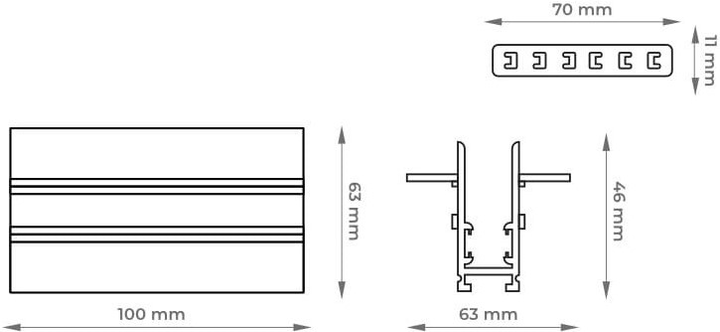 Szyna 1-fazowa magnetyczna podtynkowa DPM M-Line 1 m czarna (MTL-R-1-B) - obraz 2