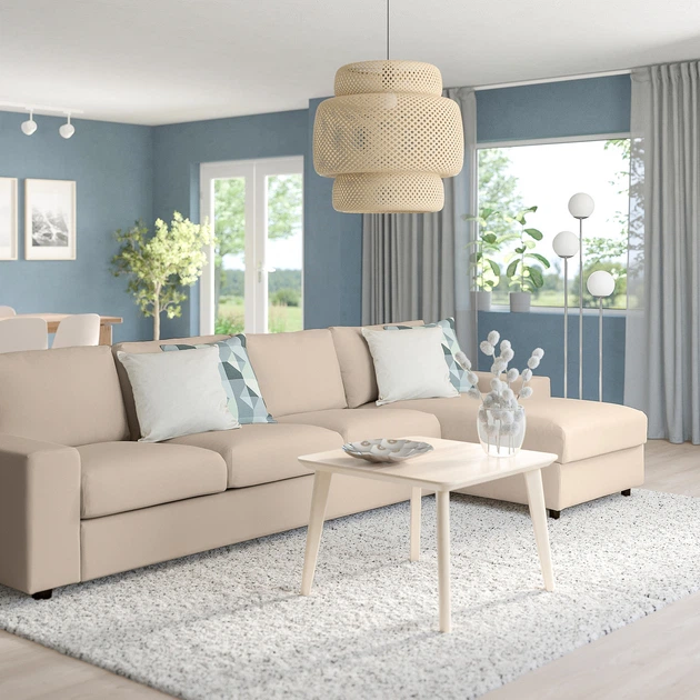 4-місний диван із кушеткою IKEA VIMLE ВІМЛЕ, з широкими підлокітниками, ХАЛАРП бежевий, 694.017.69 - зображення 3