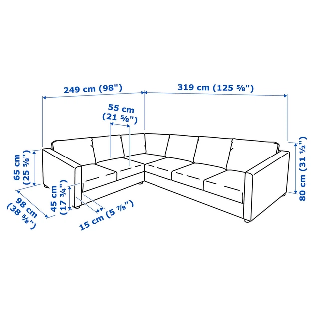 Угловий диван IKEA VIMLE ВІМЛЕ, 5-місний, ГРАНН, Бомстад чорний, 693.067.48 - зображення 14