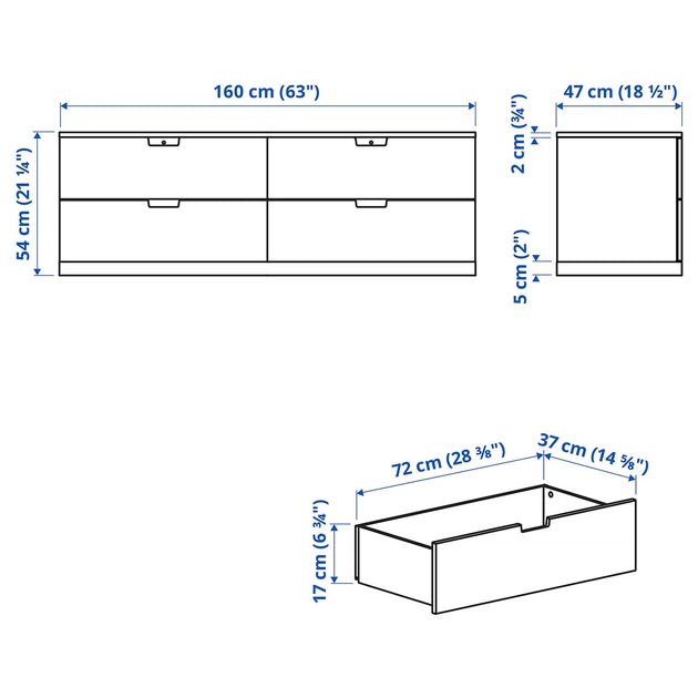 Тумба із шухлядами IKEA NORDLI НОРДЛІ, 4 шухляди, білий, 160х54 см, 492.394.96 - изображение 11