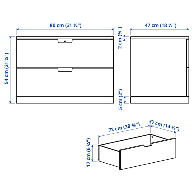 Тумба із шухлядами IKEA NORDLI НОРДЛІ, 2 шухляди, білий, 80х54 см, 992.394.94 - изображение 12