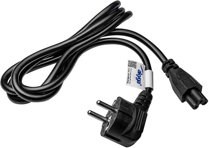 Kabel zasilający Akyga IEC C5 - CEE 7/7 1.5 m Black (AK-NB-01A) - obraz 1