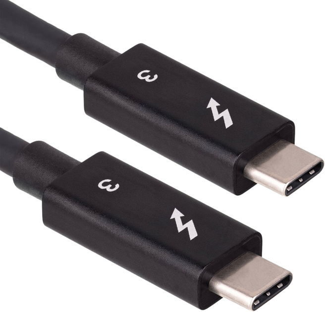 Кабель Akyga USB Type-C - Thunderbolt 0.5 м Black (AK-USB-33) - зображення 1