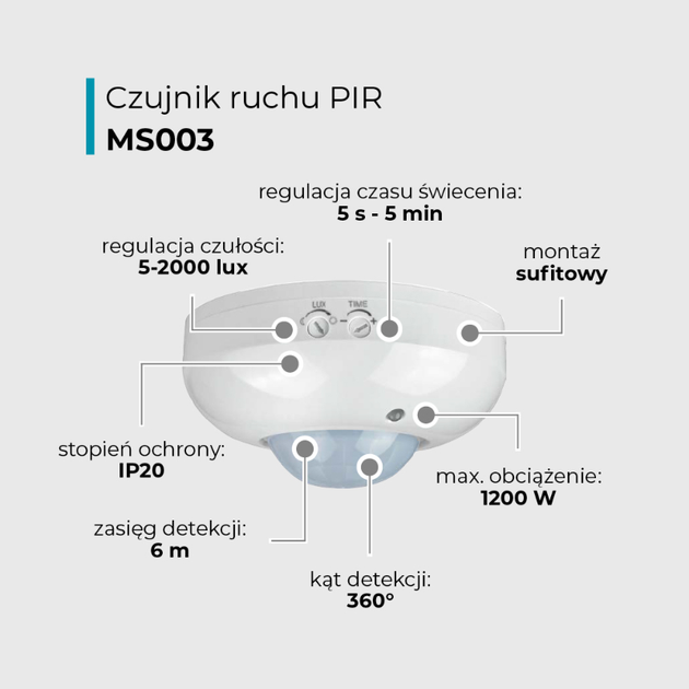 Датчик руху PIR DPM MS003 білий (5906881217894) - зображення 10