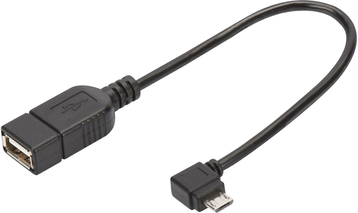 Kabel Assmann USB Type-A - micro-USB M/F 0.15 m Black (AK-300313-002-S) - obraz 1
