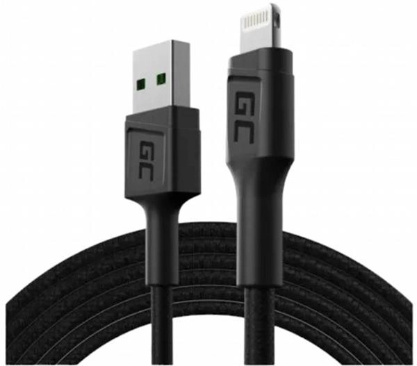 Kabel Greencell USB Type-A - Lightning 0.3 m Black (5907813963568) - obraz 1