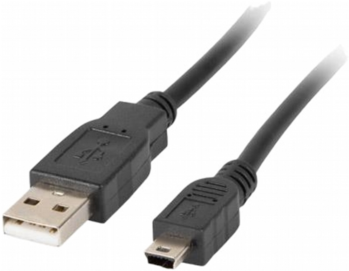 Kabel Lanberg mini-usb - USB Type-A 1.8 m Black (CA-USBK-11CC-0018-BK) - obraz 1