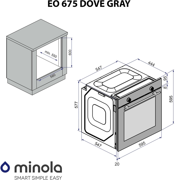 Духова шафа електрична Minola EO 675 Dove Gray - зображення 14