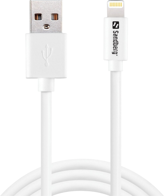 Kabel Sandberg USB Type-A - Lightning Apple Approved MFI 1 m White (5705730440755) - obraz 1