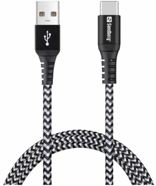 Kabel Sandberg USB Type-C - USB Type-A 1 m Black (5705730441363) - obraz 1