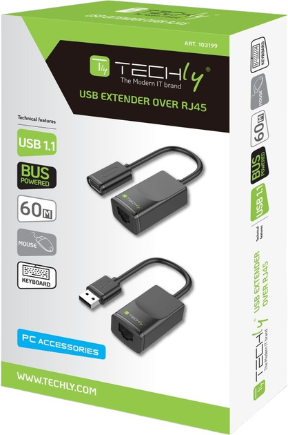 Zestaw adapterów Techly RJ-45 - USB Type-A 2 szt Black (IUSB-EXTENDTY2) - obraz 2