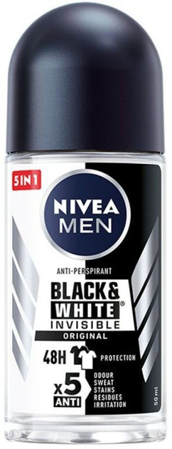 Антиперспірант NIVEA Black and White оригінальний невидимий кульковий 48 годин для чоловіків 50 мл (42246954) - зображення 1