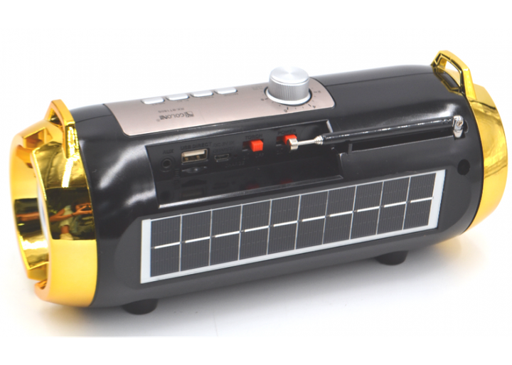 Портативная аккумуляторная Bluetooth колонка Golon RX BT180S с фонарем, солнечной панелью Черно-золотой (11599) - Фото 2 Портативная аккумуляторная Bluetooth колонка Golon RX BT180S с фонарем, солнечной панелью Черно-золотой (11599) - изображение 2