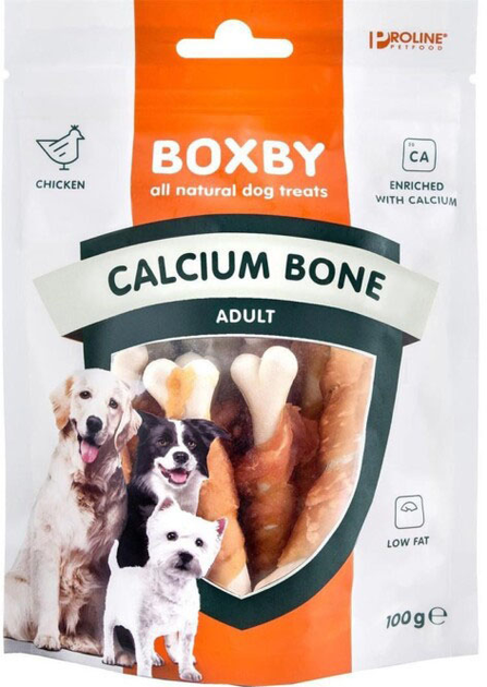 Naturalne smakołyki dla psów Boxby Calcium bone 100 g (8716793900114) - obraz 1