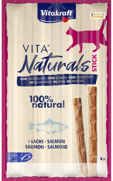 Smakołyk dla kotów Vitakraft Vita Naturals Stick Salmon 4 szt 20 g (4008239589255) - obraz 1